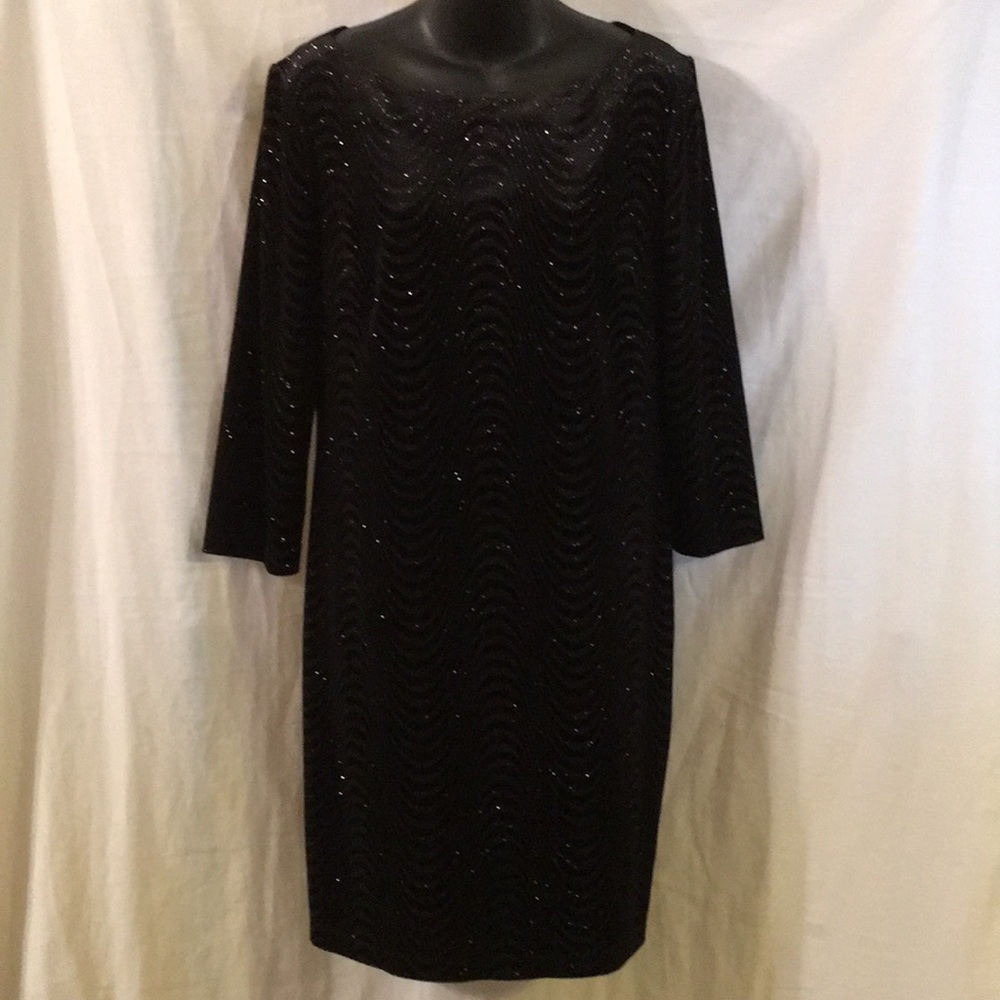 Jessica Howard Black Velvet Glitter Sheath Dress